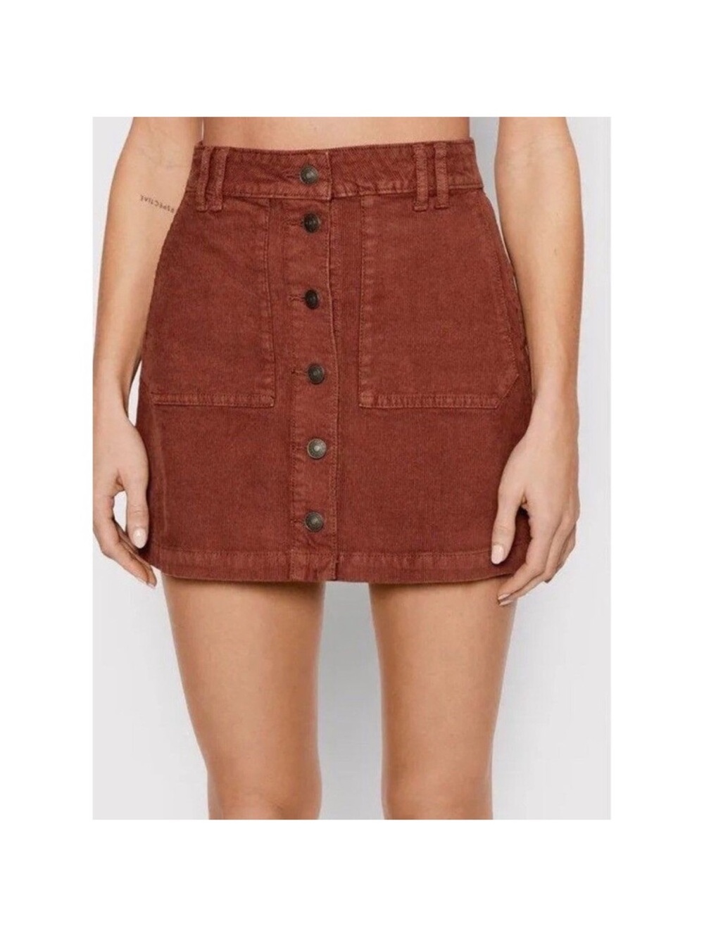 American Eagle Outfitters Rust Button-Front A-line Mini Skirt size 6